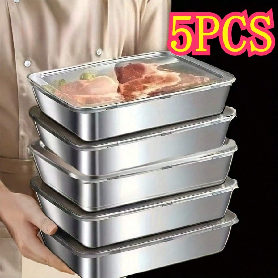 Kitchen Gadgets Organizer - 5‑Pack Premium Leak‑Proof Stainless Steel Food